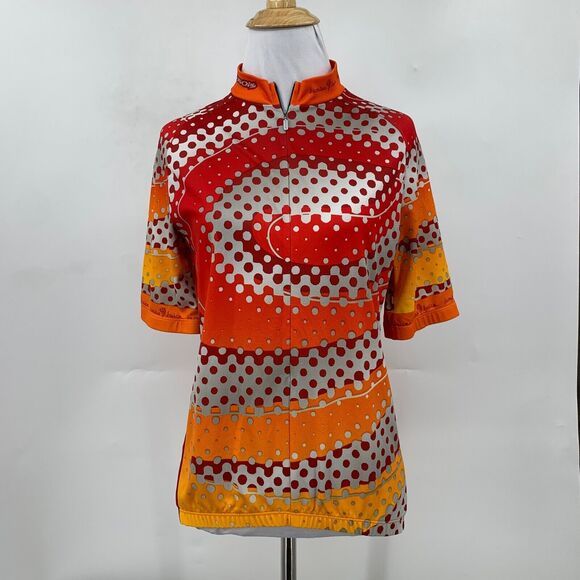 Sugoi Jamba Juice Cycling Shirt Womens S Multi Short Sleeve Zip Up Mock Neck - Picture 2 of 10